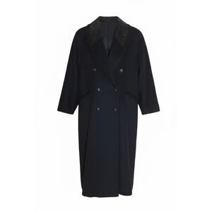 Vintage Donnybrook Hockanum Fabric By Forstmann Wool Blend Trench Coat Black 2X